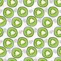 Seamless pattern with the image of kiwi slices.